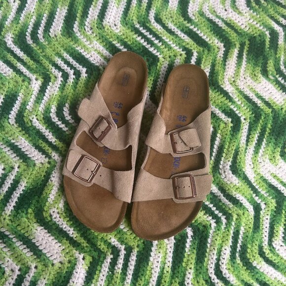 Birkenstock Taupe Suede Arizona Two-Strap Sandals main image 5